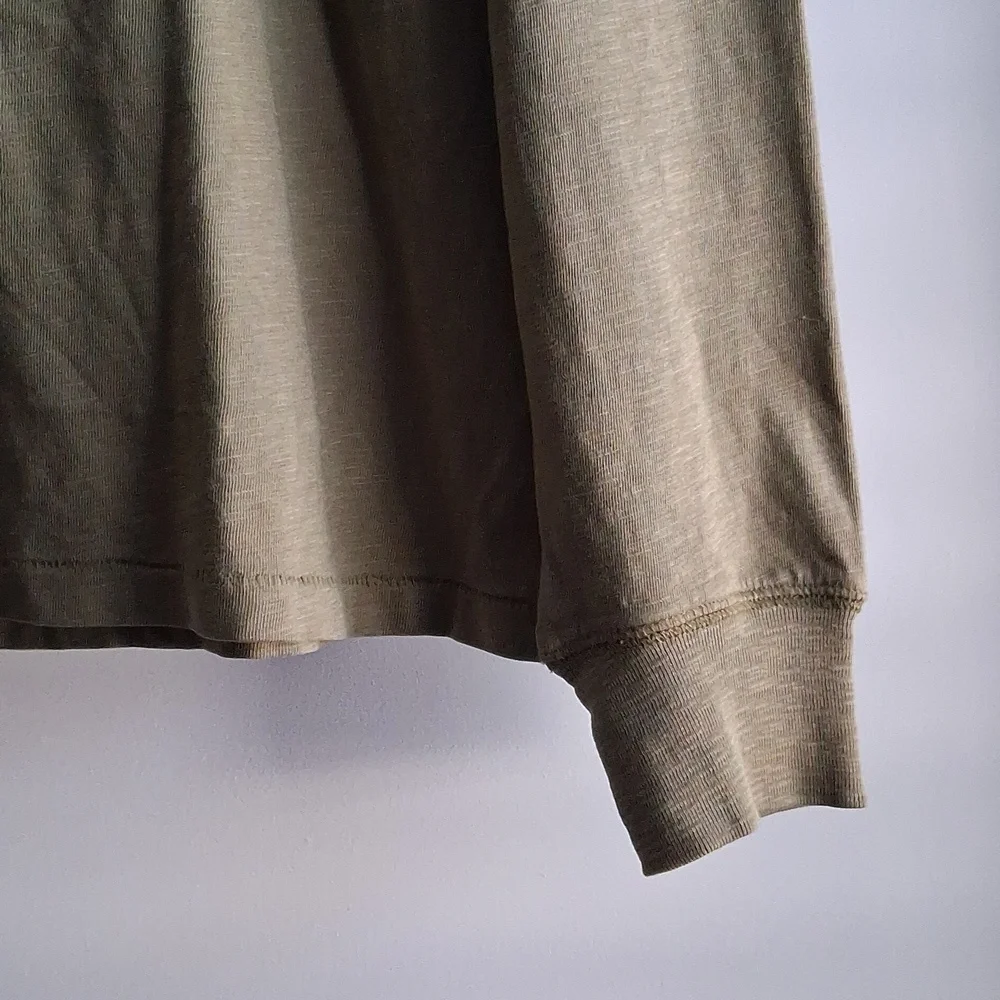 J.Crew Jeans Mens Green Cotton Henley Longsleeve Shirt L